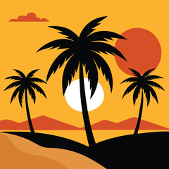 Tropical Flower And Palm Leaf Pattern