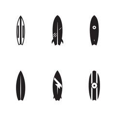 Surfboard Silhouettes with Various Designs