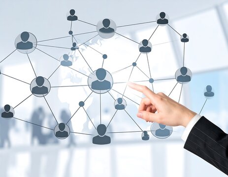 Hand interacting with a global network