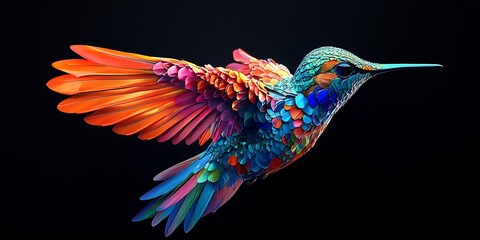 Obraz premium Vibrant Hummingbird: Artistic Bird Artwork
