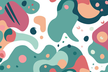 Vibrant abstract background with fluid, organic shapes in white background.