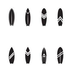 silhouette vector icon set of stylized surfboards design illustrations