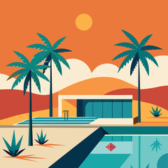 Obraz premium Minimalist Palm Leaf Logo For A Spa
