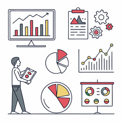 Data Analysis: A minimal design of data analysis concepts for business with chart and people.
