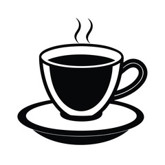 Coffee Cup on Saucer Simple Icon Vector Illustration