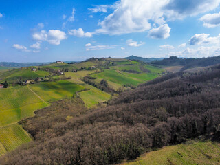 aerial photo of the hills of Oltrepo Pavese