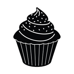 Cupcake with Frosting and Sprinkles Sweet Icon Vector Illustration
