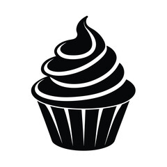 Cupcake with Frosting Swirl Sweet Icon Vector Illustration