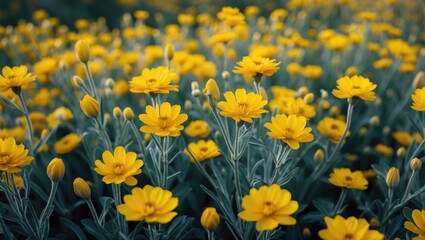 Obraz premium A blooming of yellow flowers
