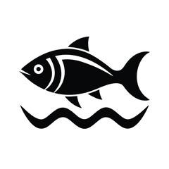Fototapeta premium Fish Swimming in Waves Ocean Icon Vector Illustration