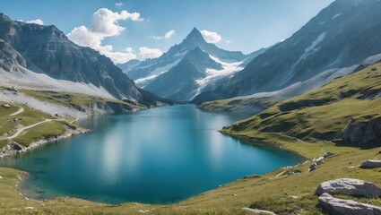 Obraz premium Alps-view on the lake and peak