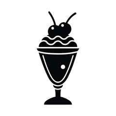 Ice Cream Sundae with Cherry on Top Dessert Icon Vector Illustration