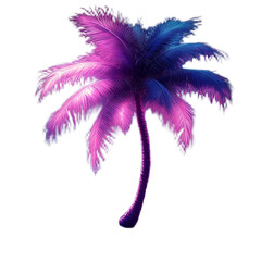 Tropical palm tree with vibrant purple and blue colors