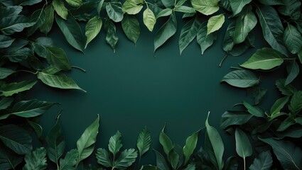 The Leaves Are Lined Up In Green, Suitable For Making A Background Image Or Backdrop, With Empty Copy Space For Text