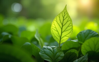 Nature of green leaf in garden at summer. Natural green leaves plants using as spring background cover page greenery environment ecology wallpaper. High quality