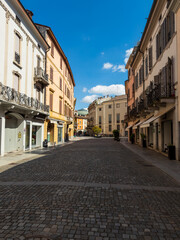 a street in the beautiful historic center of Cremona