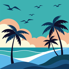 Organic Coconut Oil Label With Palm Illustration