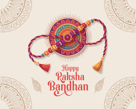 Decorated rakhi for Indian festival Raksha Bandhan Greeting Card Template Design with nice illustration in a creative background,