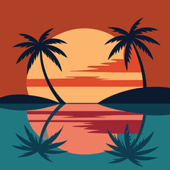 Eco Friendly Resort Logo With Green Palm Leaf