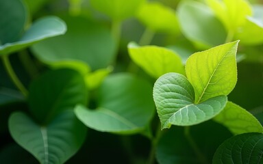 Nature of green leaf in garden. Natural green leaves plants using  background cover page environment ecology or greenery wallpaper. High quality