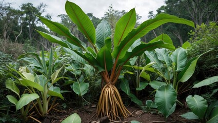 Alocasia macrorrhizos plants in their natural habitat