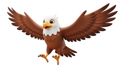 Fototapeta premium Cartoon Eagle Flying with Wings Spread Wide Open