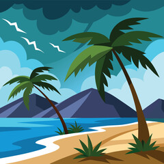 Modern Abstract Poster With Palm Leaf Shapes