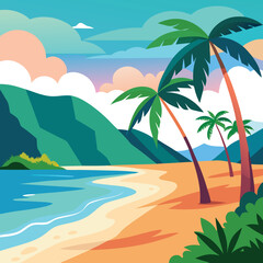 Obraz premium Scenic Overlook With Binoculars Pointing At Palm Island