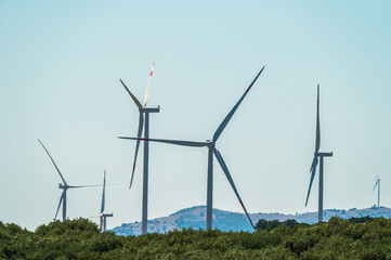 wind turbines installed in Val d'Agri fields, Basilicata