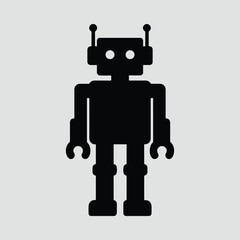 Silhouette of cute robot toy isolated Illustration Vector