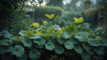 Green Leaves In The Garden with Empty Copy Space for Text