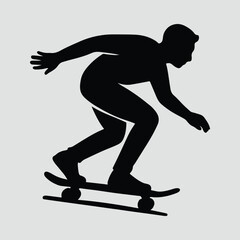 Silhouette skateboarder performing trick skateboarding sport Illustration Vector