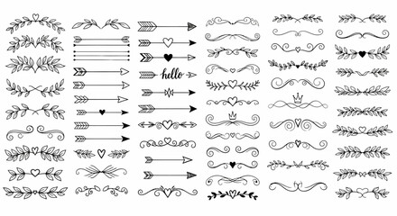 Decorative Floral Elements for Wedding Invitations and Design Projects