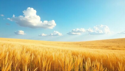Obraz premium Vast, unending expanse of golden prairie grass gently swaying in the breeze under a big sky Perfect for backgrounds, travel, and nature projects , plains, vista