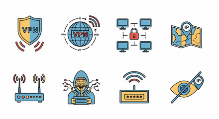 VPN Protection and Cyber Security Solutions Illustration