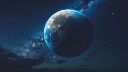 Naklejka premium Venus Planet And Pleiades In The Night Sky with empty space for text