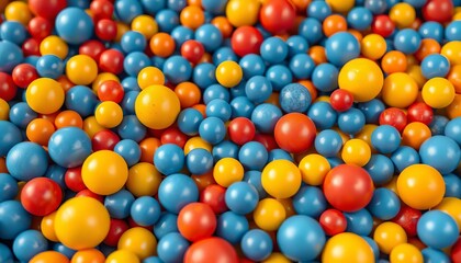 Obraz premium Scattered colorful balls, various sizes, blue, yellow, red, orange, education, photo