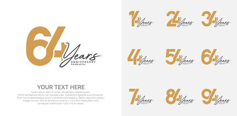 Anniversary logo set vector design, brown color for celebration event