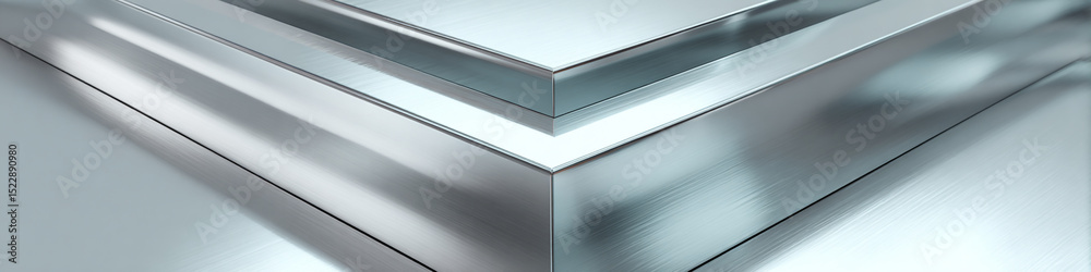 Poster a close up view of a metallic corner with a shiny surface and a subtle gradient of light and shadow