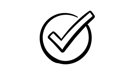 Check Mark Drawing in Circle Icon for Approval and Acceptance