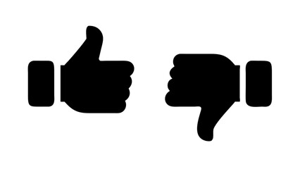 Thumbs Up and Thumbs Down &ndash; Flat Style Vector Icon for Feedback

