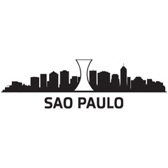 Obraz premium Sao Paulo skyline horizontal banner. Black and white silhouette of Sao Paulo, Brazil. Vector template for your design. Vector black silhouette. with white background