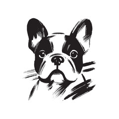 French bulldog head sketch black ink style vector illustration

