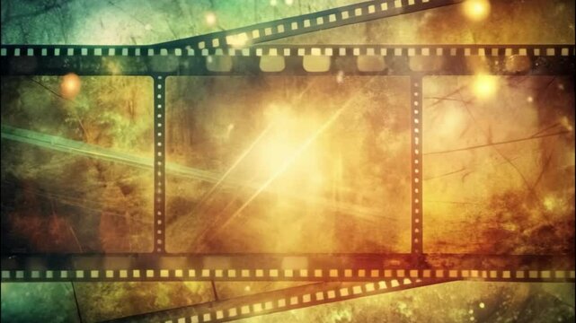 Realistic film stripe wave on blue background with place for text. Modern 3d isometric film strip in perspective. Cinema Background with film reel. Design template cinema festival banner, poster