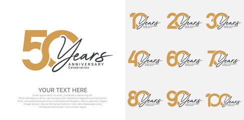 Anniversary logo set vector design, brown color for celebration event