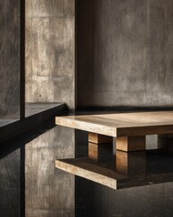 Modern minimalist architecture with reflective surfaces in contemporary interior design