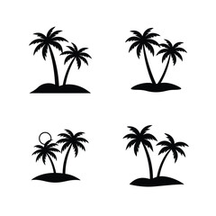 Obraz premium set of palm trees on the beach