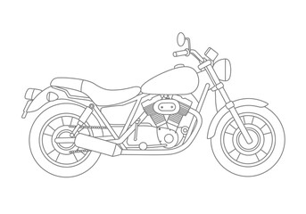 Fototapeta premium Illustration of outline Motorbike In Flat Style 