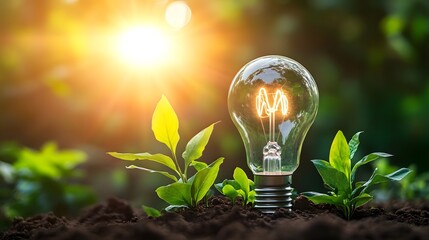 Earth inside the light bulb, economical electricity consumption, Green energy in full development Increase in electricity prices on the world market