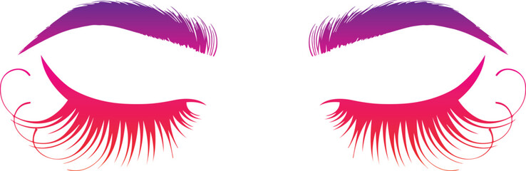 Sexy winking luxurious eye with perfectly shaped eyebrows and full lashes. Idea for business visit card, typography vector. 